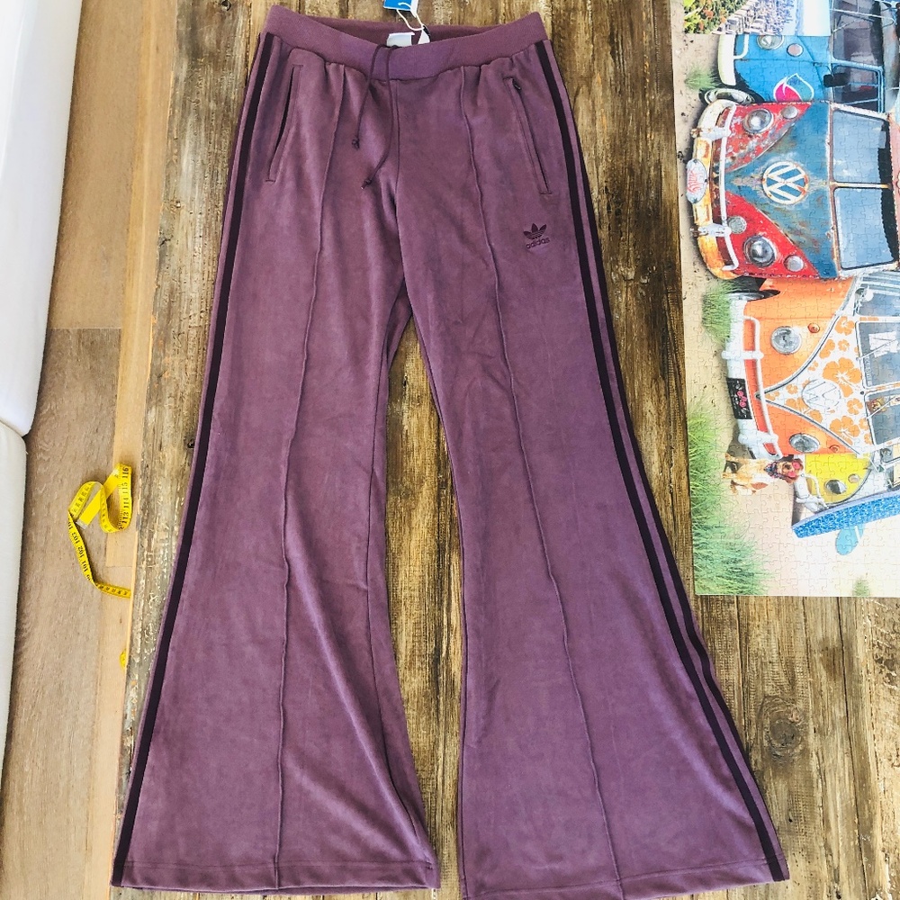 Purple Suede Flared Adidas Joggers